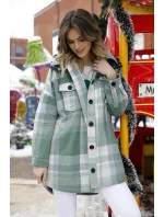 Zelená dámska károvaná košeľová bunda (AG3-1813)