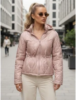 Dámska prešívaná bunda s kapucňou v svetloružovej farbe FashionStreet TY5532