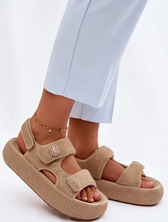 Ozdobené dámské sandály na platformě GOE TT2N4101 béžové