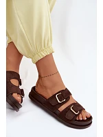 Dámské pantofle se zlatými sponami Čokoládové Pelorin