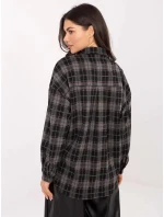 Dámska kockovaná flanelová košeľa čierna (21638)