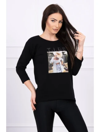 Blúzka s potlačou Tide čierna Blúzka s potlačou Tide čierna