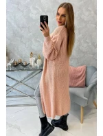 Sveter dlhý kardigan svetlo púdrovo ružový