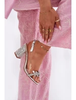 Transparentne Sandały Na Słupku D&A MR51-705 Srebrne