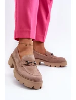 Robustné dámske béžové semišové mokasíny Neloria
