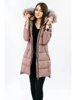 Dámska prešívaná zimná bunda s kapucňou Old Pink (7702)