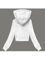 Krátka biela tepláková mikina s kapucňou (8B939-1)