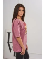 Tmavo ružová blúzka s potlačou Magic Tmavo ružová blúzka s potlačou Magic