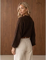 Klasický dámsky sveter s okrúhlym výstrihom, čokoládová farba, FashionStreet MY2597 Klasický dámsky sveter s okrúhlym výstrihom, čokoládová farba, FashionStreet MY2597