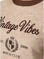 Dámsky sveter s potlačou Vintage Vibes, béžový, FashionStreet MY2634 Dámsky sveter s potlačou Vintage Vibes, béžový, FashionStreet MY2634