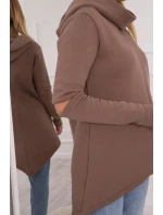 Zateplená mikina s dlhšou zadnou časťou mocca