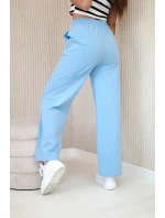 Nohavice Punto so širokými nohavicami modrej farby Nohavice Punto so širokými nohavicami modrej farby