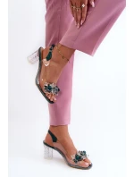 Sandały Transparentne Na Słupku Z Ozdobami Zielone D&A MR38-D1