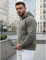 Pánska mikina s kapucňou a klokankou khaki FashionStreet BX5954