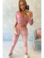 Velúrová súprava s nápisom Queen dark powder pink