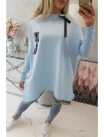 Oversize mikina s asymetrickými bokmi modrá