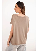 Dámska viskózna blúzka oversize s krátkymi rukávmi a okrúhlym výstrihom Fango