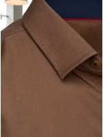 Pánska elegantná hladká hnedá košeľa SLIM FIT FashionStreet DX2593
