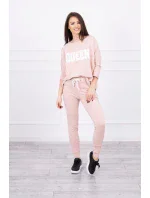 Sada s potlačou Queen tmavo púdrovo ružová