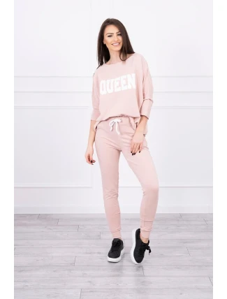 Sada s potlačou Queen tmavo púdrovo ružová