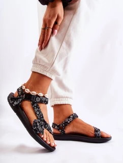 Damskie Sandały Na Rzepy Czarne Venna