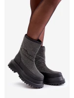 Zdobione Śniegowce Na Platformie I Płaskim Obcasie Czarne Avivina