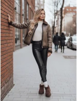 Dámska semišová bunda s ovčou kožušinou KASAMIRA coffee FashionStreet TY4740z