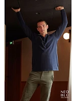 NEOBLU Owen LSL Men Pánske polo s dlhým rukávom z hrubého piké 24.4396 night blue