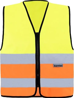 Korntex RX217 – Kolín Bezpečnostná vesta so zipsom 76.R217, vysoká viditeľnosť – žltá/vysoká viditeľnosť – oranžová