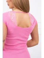 Blúzka s čipkovým výstrihom svetlo ružová Blúzka s čipkovým výstrihom svetlo ružová