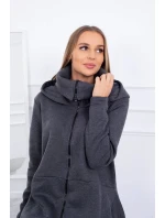 Zateplené šaty s dlhšími bokmi grafitové