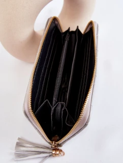 Duży Pikowany Portfel Z Paseczkiem Srebrny Jeffrey