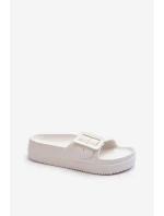 Damskie Piankowe Klapki Na Platformie Z Klamrą Big Star NN274A661 Białe