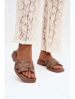 Dámské nazouváky na ploché podrážce tmavě béžové Lorania