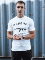 Pánske bavlnené tričko s potlačou biele FashionStreet RX5578