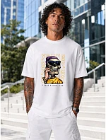 Pánske oversize tričko s potlačou lebky biele FashionStreet NX1019R Pánske oversize tričko s potlačou lebky biele FashionStreet NX1019R