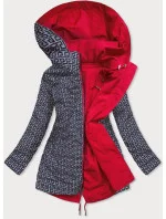 Červeno-šedá obojstranná dámska bunda parka (XW581X)