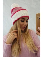 Kinga dámska čiapka K297 biela+ružová neón+tmavo ružová