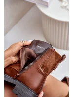 Ocieplane Botki Workery Na Zamek Brązowe Leairae