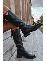 Dámske kožené čižmy na nízkom podpätku s vyhrievaním D&A JC62-1036 Čierne Dámske kožené čižmy na nízkom podpätku s vyhrievaním D&A JC62-1036 Čierne