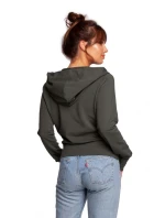 B246 Zavinovací sveter s kapucňou - vojensky zelený