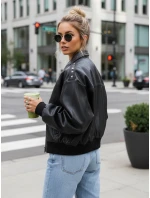 Dámska kožená bunda bomber black FashionStreet TY5566