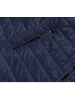 Tmavomodrá tenká dámska bunda s látkovými vsadkami (RQW-7013)