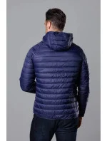 Tmavomodrá pánska prešívaná bunda s kapucňou (HM112-4)