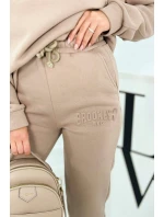 Izolovaná bavlnená súprava, mikina + nohavicami Brooklyn tmavo béžová