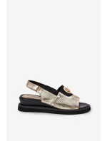 Sandały Damskie Na Koturnie Złote Isnnoria