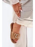 Płaskie Klapki Damskie Z Ozdobnym Detalem Camel Nellodra