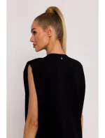 M790 Maxi šaty s ramennými vypchávkami - čierne