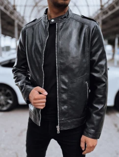 Pánska kožená bunda čierna FashionStreet TX4714