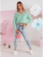 Dámsky nadrozmerný rebrovaný sveter SWEETDREAM mint FashionStreet MY2458 Dámsky nadrozmerný rebrovaný sveter SWEETDREAM mint FashionStreet MY2458